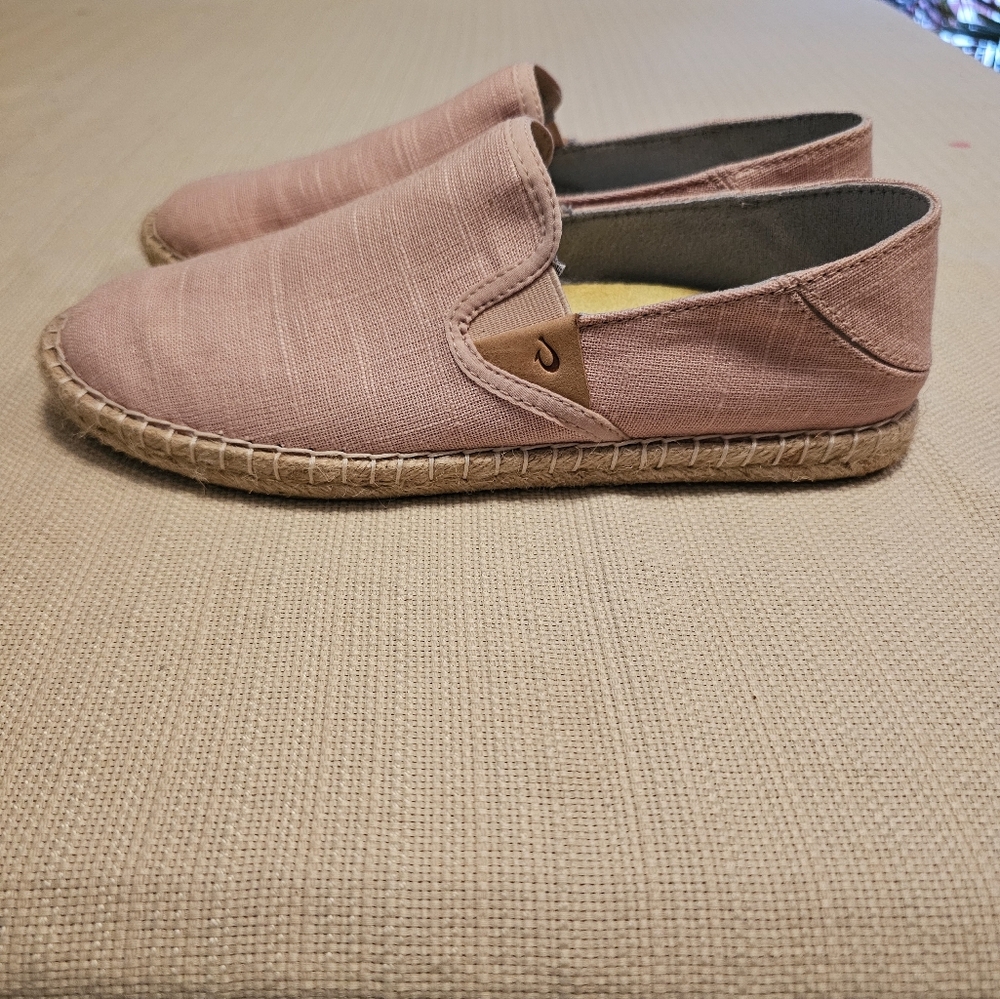OluKai pink slip on espadrille